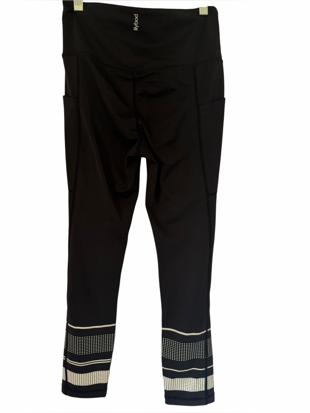 Lilybod Black Performance Leggings with Reflective Hem Workout Running Yoga